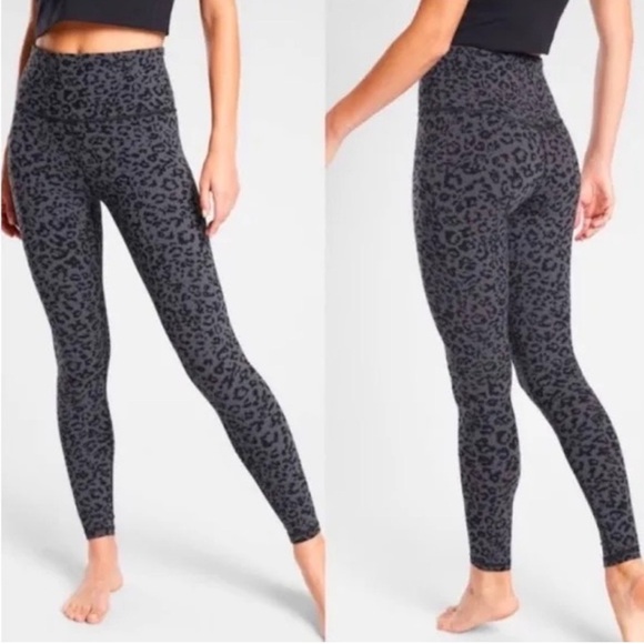 Athleta Pants - Athleta Elation Leopard Tights Gray Leggings high rise